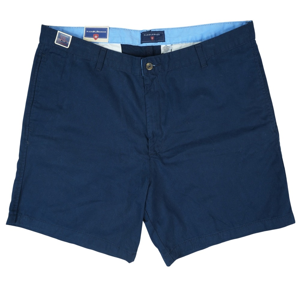 Saddlebred Chino Shorts Men 38x7 Harbor Navy Blue Flat Front Cotton Classic Golf
